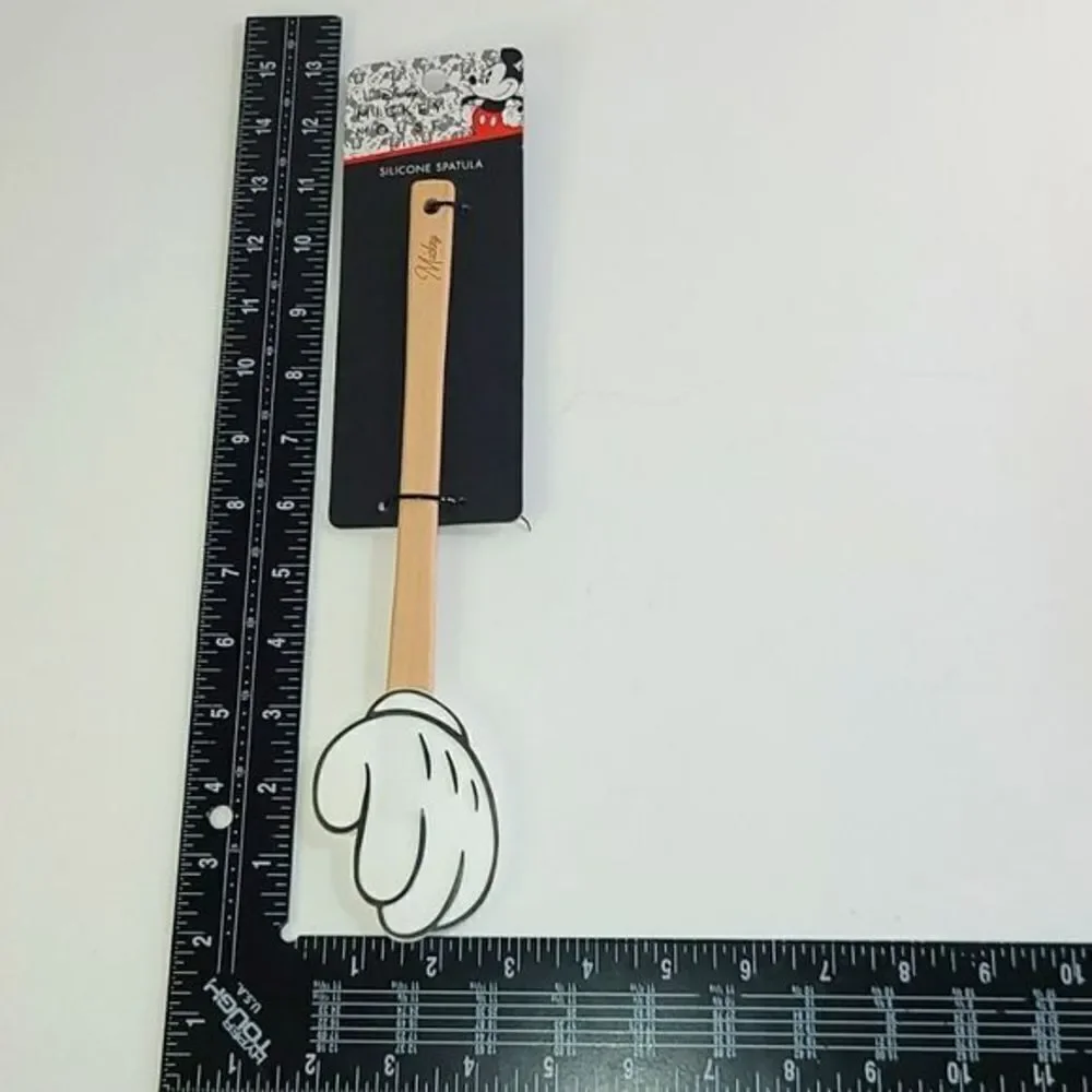 NWT Disney Mickey Mouse Silicone Hand White Glove Spatula Wooden Handle New